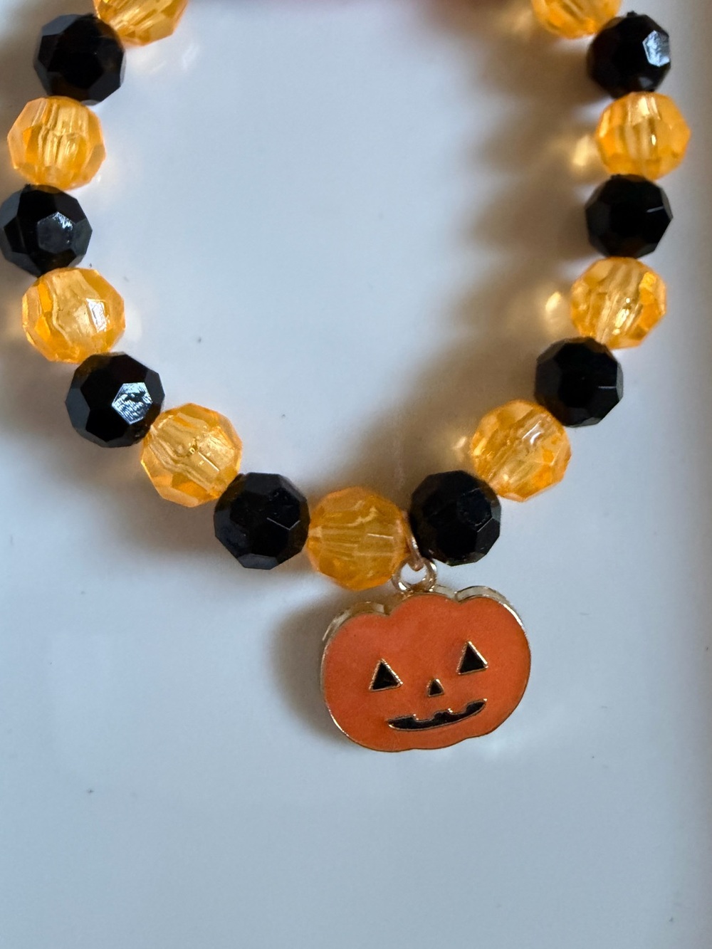 Halloween Pumpkin Bead Bracelet - Orange & Black